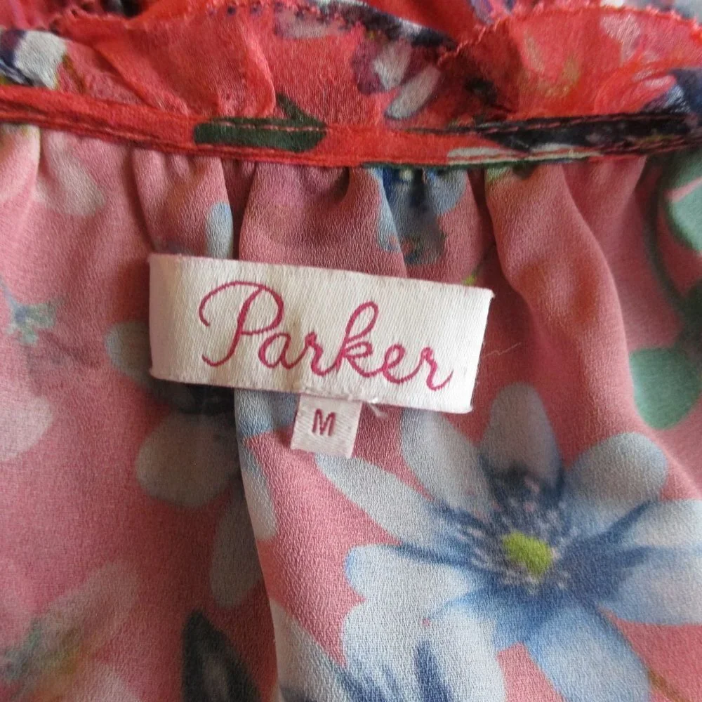 Parker Serenity Silk Tiered Ruffle Mini Dress Size M $370 - Picture 9 of 10